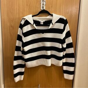 Cropped Monochrome Striped Knit